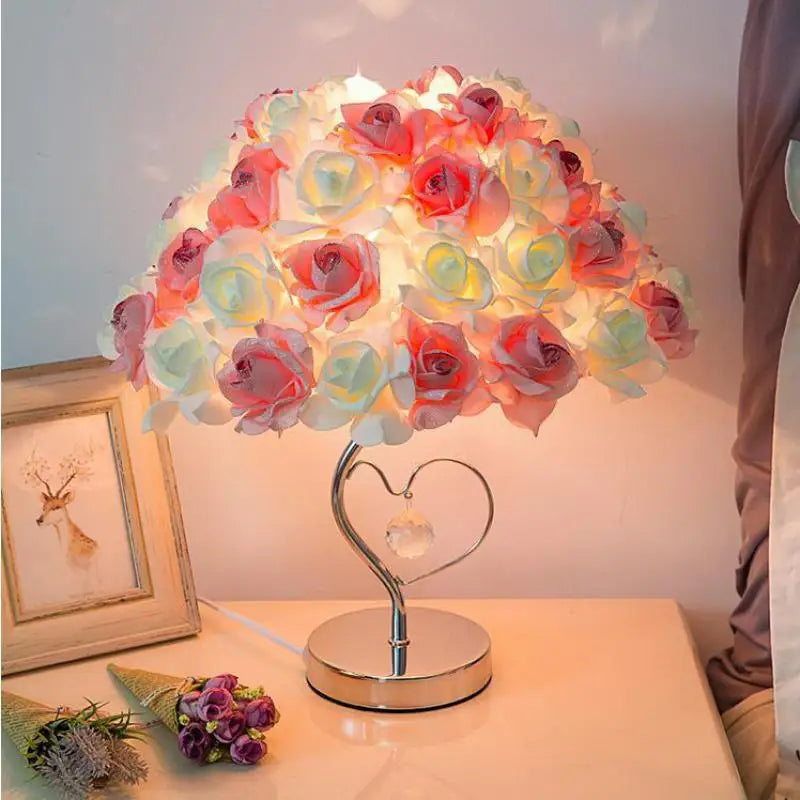 Vintage Pink Rose Schreibtischlampe - Kreative Lampe für Schlafzimmerdekoration