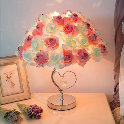 Vintage Pink Rose Schreibtischlampe - Kreative Lampe für Schlafzimmerdekoration