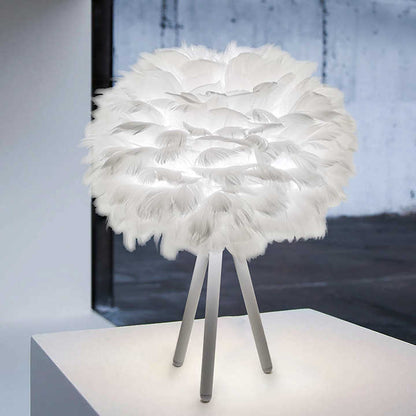MissFeather Luxus Tischlampe – Lampenschirm aus Federn mit Dimmfunktion