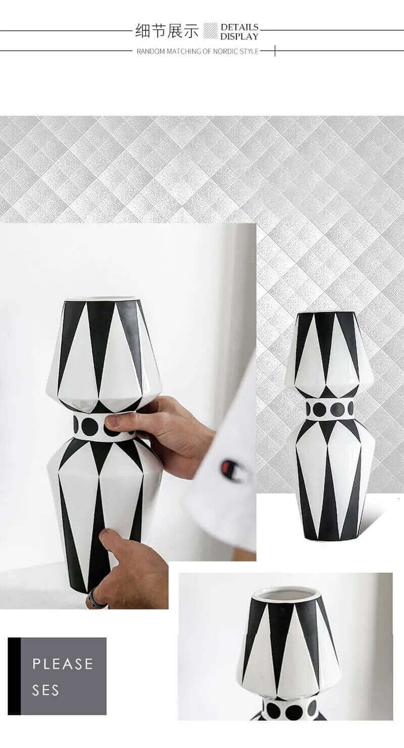 Nordic Design Schwarze und Weiße Gestreifte Vase