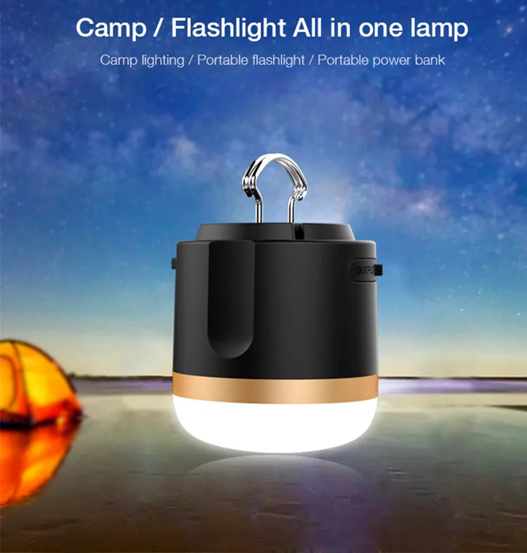 Tragbare LED Campinglampe mit Powerbank – Wiederaufladbar, USB-Anschluss, für Outdoor & Notfälle