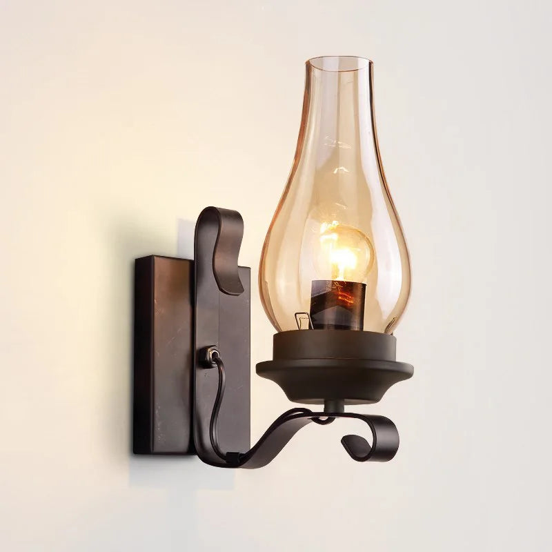 Metallisch | Vintage Design Laternenlampe - Industrielle Wandlampe