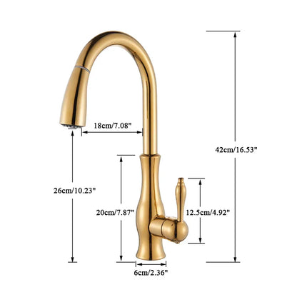 GLAMFAUCET – LUXUS GOLD KÜCHENARMATUR MIT AUSZIEHBAREM SPRÜHKNOPF