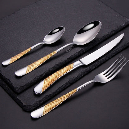 Ferran Elegance – Luxuriöses Edelstahlbesteckset mit diagonaler Textur (24/30/48/60-teilig)