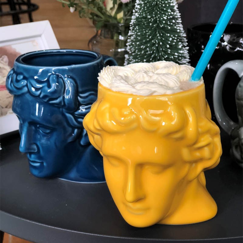David Kopf Tasse – Keramik Becher mit Skulptur – 18oz Kapazität & Moderne Farben