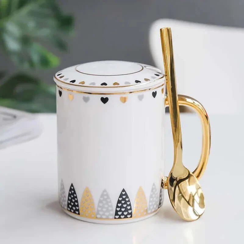 Luxus Keramik Kaffeetasse mit Deckel