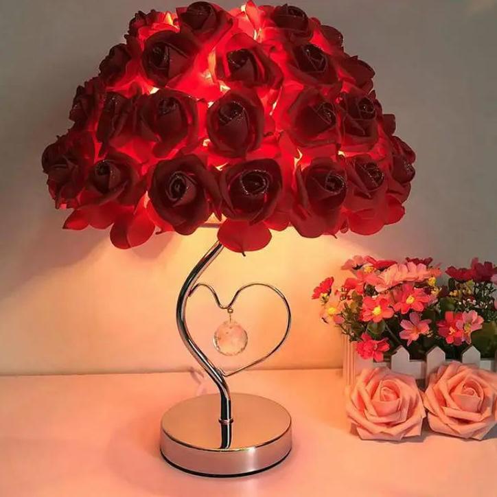 Vintage Pink Rose Schreibtischlampe - Kreative Lampe für Schlafzimmerdekoration
