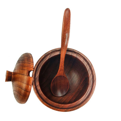 Royaleva Umweltfreundliches Holzgewürzglas - Naturholz Würzbehälter mit Deckel & Löffel