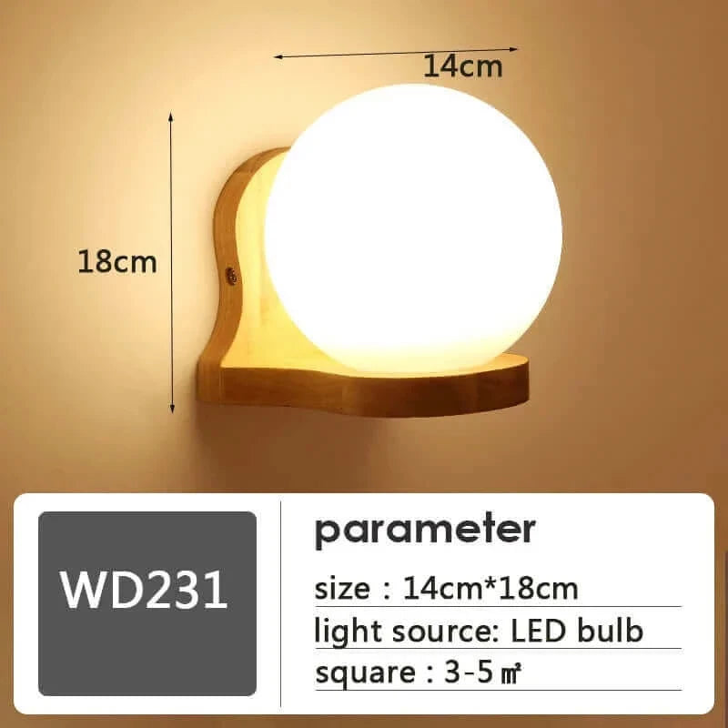 Holz und Mattglas Japanische Minimalistische Wandleuchten