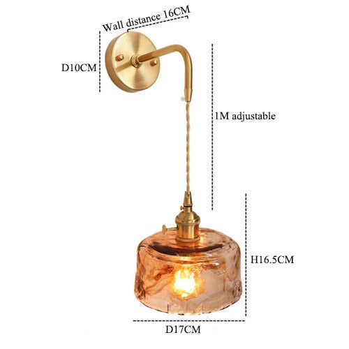 Vintage handgefertigte Glaswandlampen