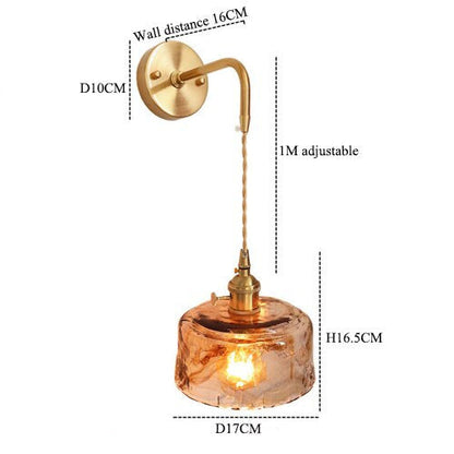 Vintage handgefertigte Glaswandlampen