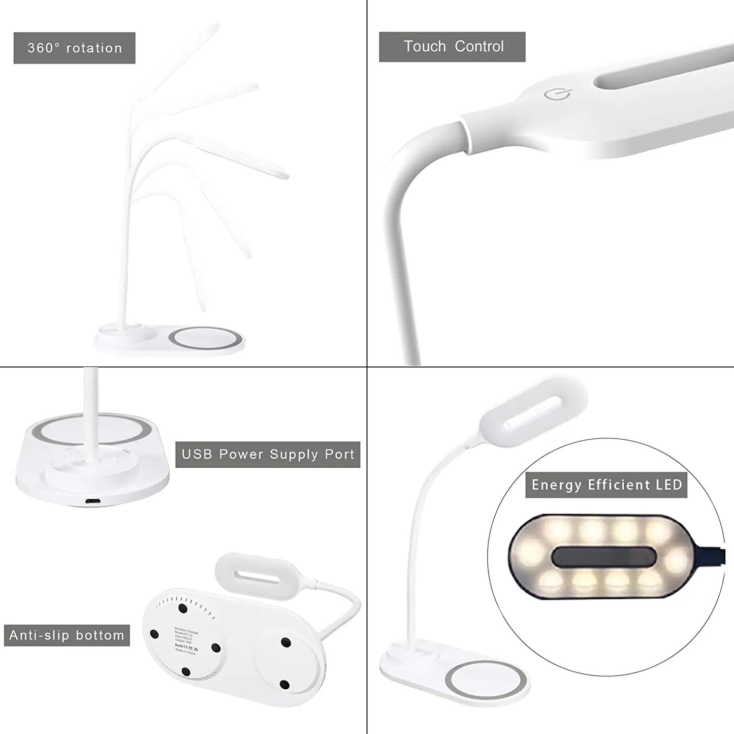 Drahtlose Schnelllade-Tischlampe - Schneller kabelloser Ladegerät für iPhone & Samsung