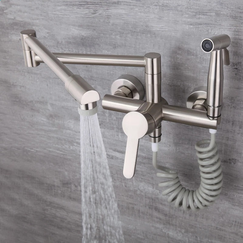 Garduru - Wandmontierter Nordischer Topf-Füller Wasserhahn Küchenwasserhahn mit Sprühkopf
