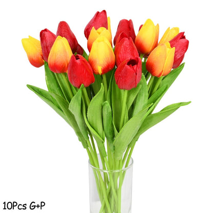 Künstlicher Blumenstrauß mit Tulpen, Dekoration (10 Stück)