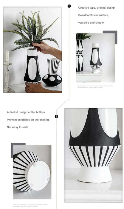 Nordic Design Schwarze und Weiße Gestreifte Vase