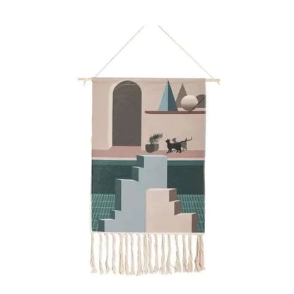 Macrame Hängender Baumwollteppich