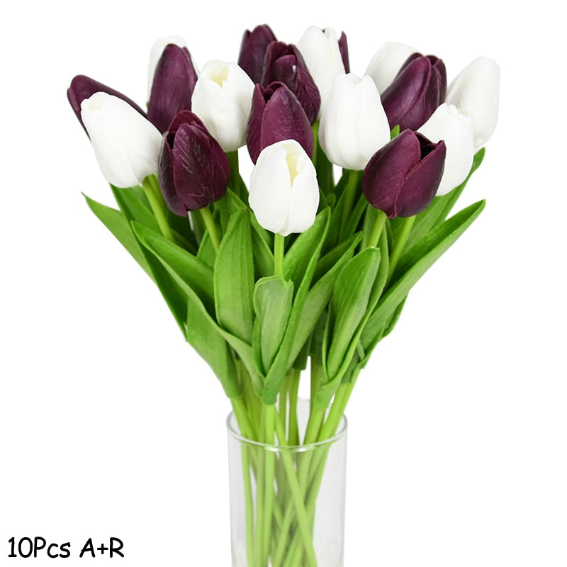 Künstlicher Blumenstrauß mit Tulpen, Dekoration (10 Stück)