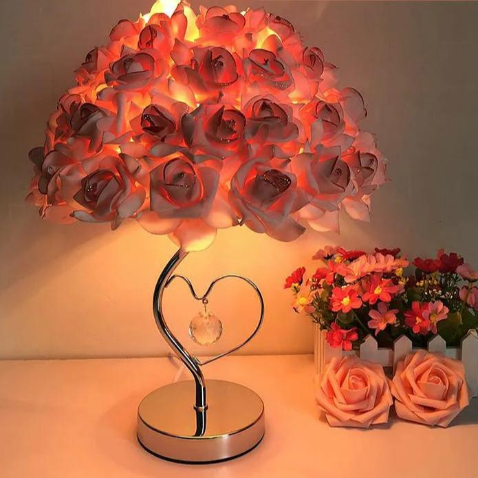 Vintage Pink Rose Schreibtischlampe - Kreative Lampe für Schlafzimmerdekoration