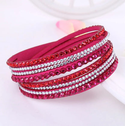 Crystal Wrap Armband | Multi-Layer Strass Leder Zubehör