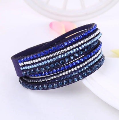 Crystal Wrap Armband | Multi-Layer Strass Leder Zubehör