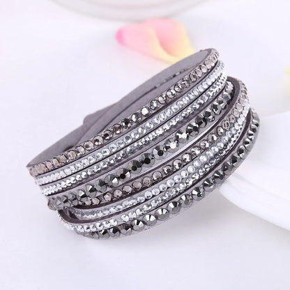 Crystal Wrap Armband | Multi-Layer Strass Leder Zubehör