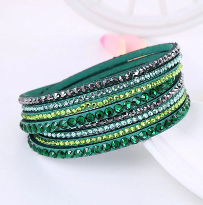 Crystal Wrap Armband | Multi-Layer Strass Leder Zubehör