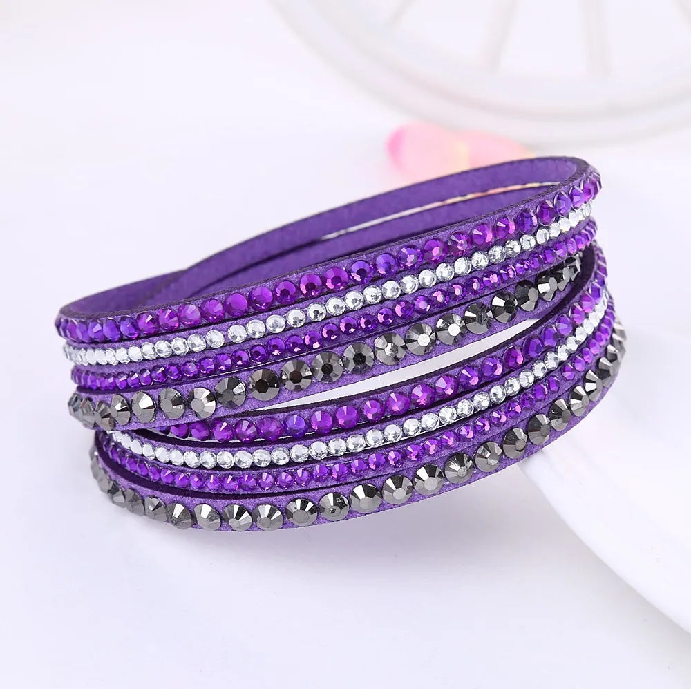 Crystal Wrap Armband | Multi-Layer Strass Leder Zubehör