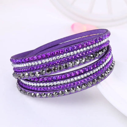 Crystal Wrap Armband | Multi-Layer Strass Leder Zubehör