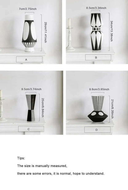 Nordic Design Schwarze und Weiße Gestreifte Vase