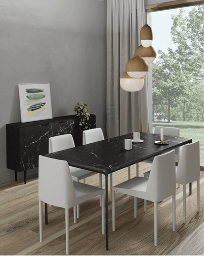 Hängeleuchte mit Glas & Holzoptik – Skandinavisches Design – E27