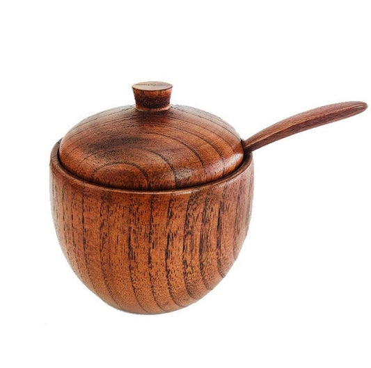 Royaleva Umweltfreundliches Holzgewürzglas - Naturholz Würzbehälter mit Deckel & Löffel