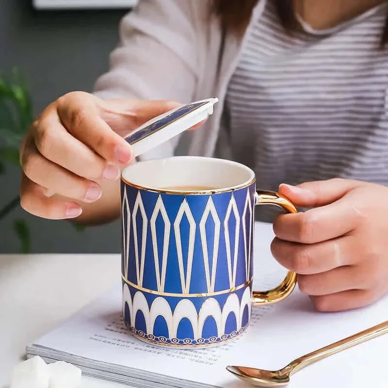 Luxus Keramik Kaffeetasse mit Deckel