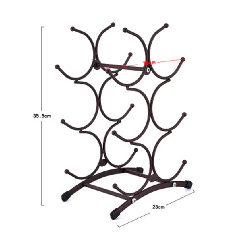 Freistehendes Weinregal aus Metall, 6 Flaschen