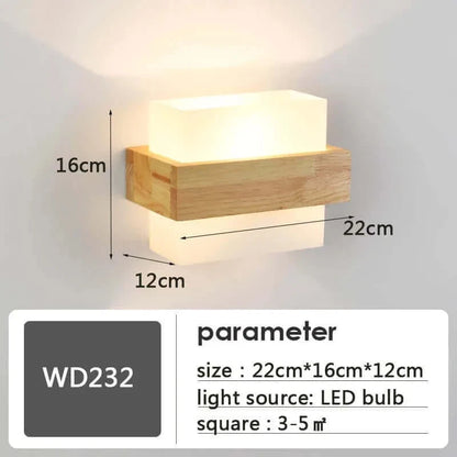 Holz und Mattglas Japanische Minimalistische Wandleuchten