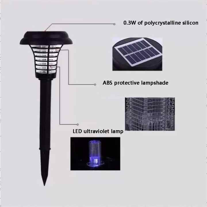 Solar Insektenvernichter mit LED Licht – Wasserdichte Gartenleuchte zur Mückenabwehr