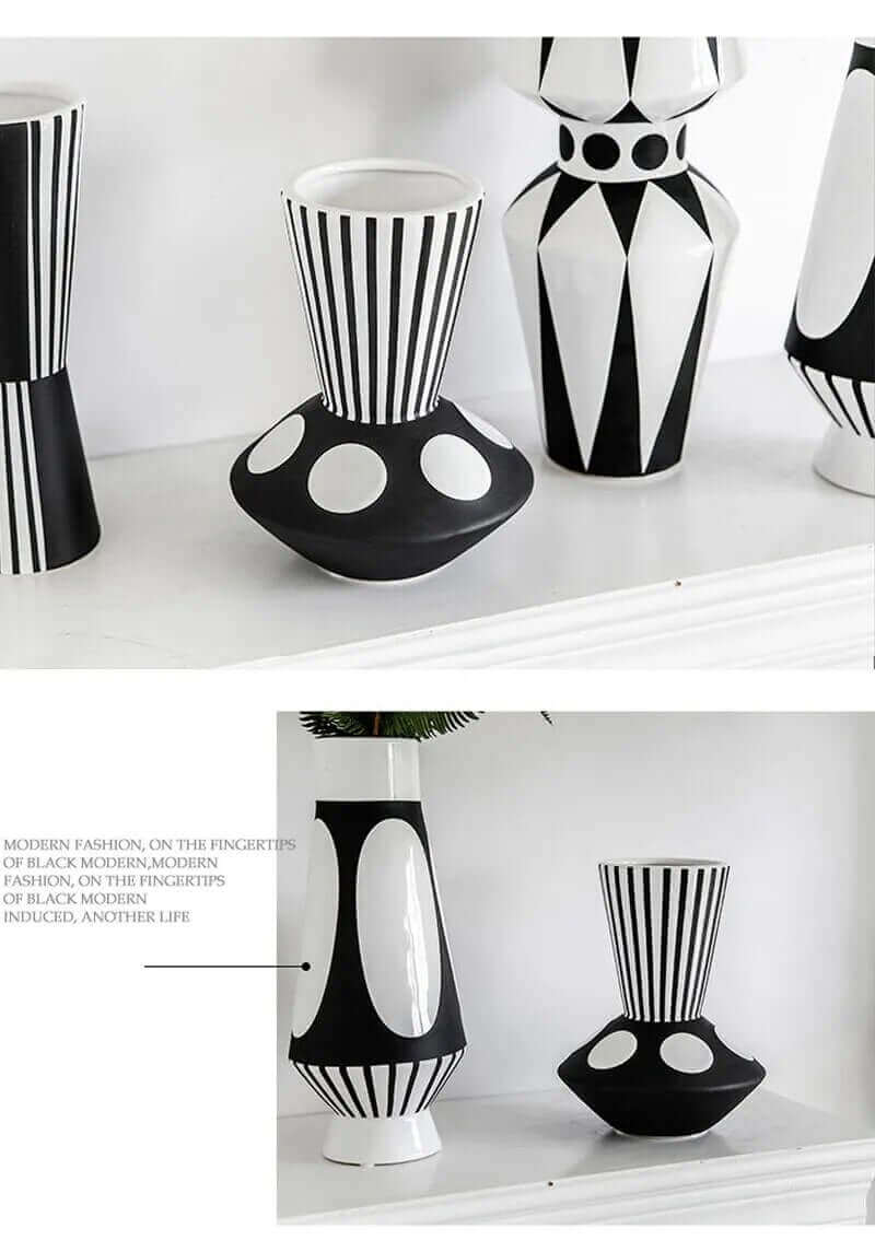 Nordic Design Schwarze und Weiße Gestreifte Vase