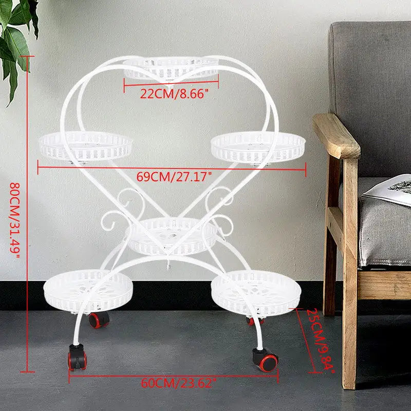 Herzförmiges Pflanzenregal aus Metall, Blumentopfhalter, für 6 Töpfe