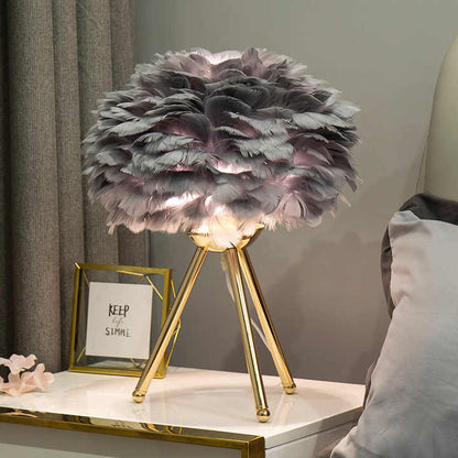 MissFeather Luxus Tischlampe – Lampenschirm aus Federn mit Dimmfunktion