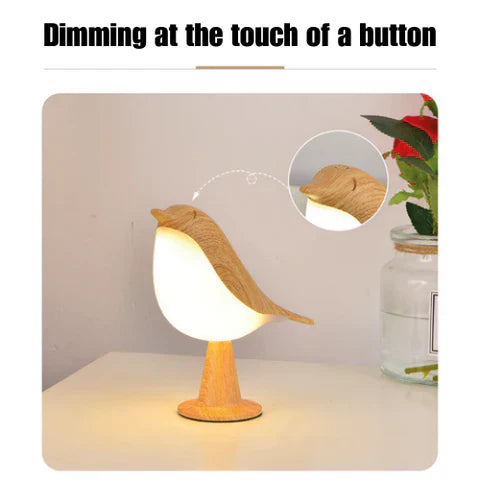 Touch-Control Holz Vogel Nachtlicht - Wiederaufladbare LED Nachttischlampe