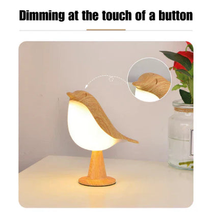 Touch-Control Holz Vogel Nachtlicht - Wiederaufladbare LED Nachttischlampe