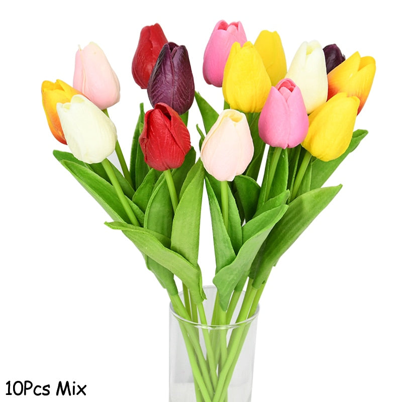 Künstlicher Blumenstrauß mit Tulpen, Dekoration (10 Stück)