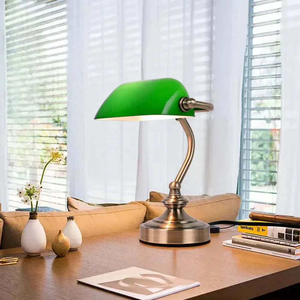 Chic Retro Mini Schreibtischlampe - Grüner Lampenschirm, Ideal für Schlafzimmer und Büro