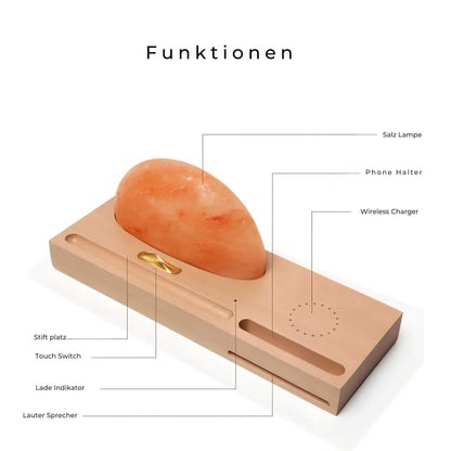 Garduru Salzlampe mit kabellosem Ladegerät - Naturkristall-Leuchte