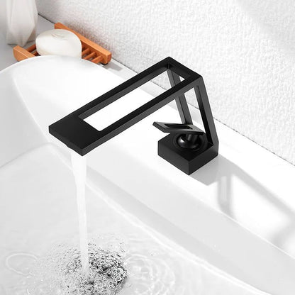 Hohes Waschbecken Mischbatterie mit geometrischem Design und minimalistischem Griff - Edelstahl für modernes Badezimmer