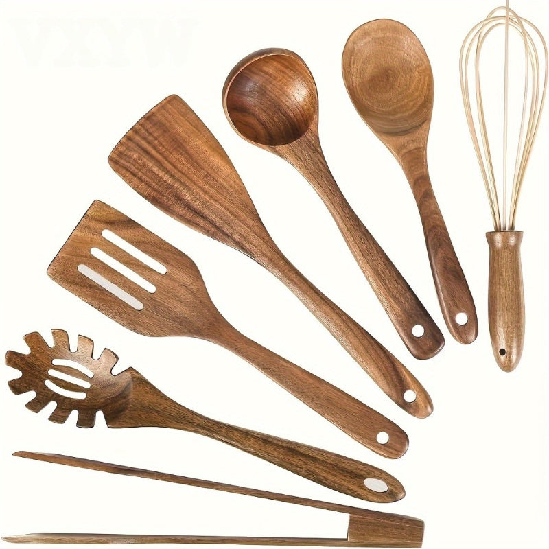 TerraChef – Luxuriöses Holz-Küchenutensilien-Set (7-teilig) für stilvolles & sicheres Kochen