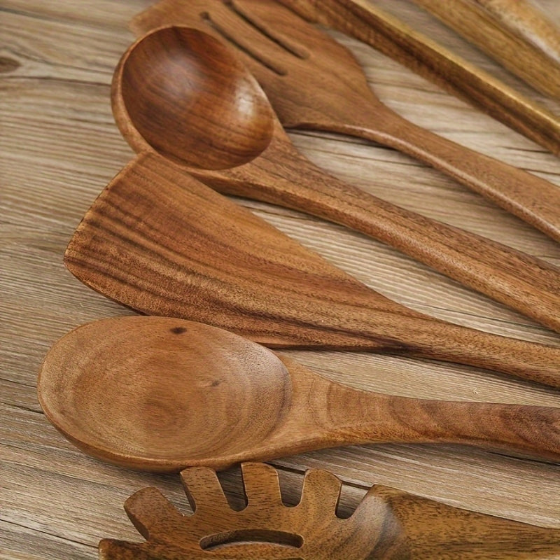 TerraChef – Luxuriöses Holz-Küchenutensilien-Set (7-teilig) für stilvolles & sicheres Kochen