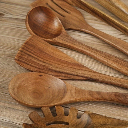 TerraChef – Luxuriöses Holz-Küchenutensilien-Set (7-teilig) für stilvolles & sicheres Kochen