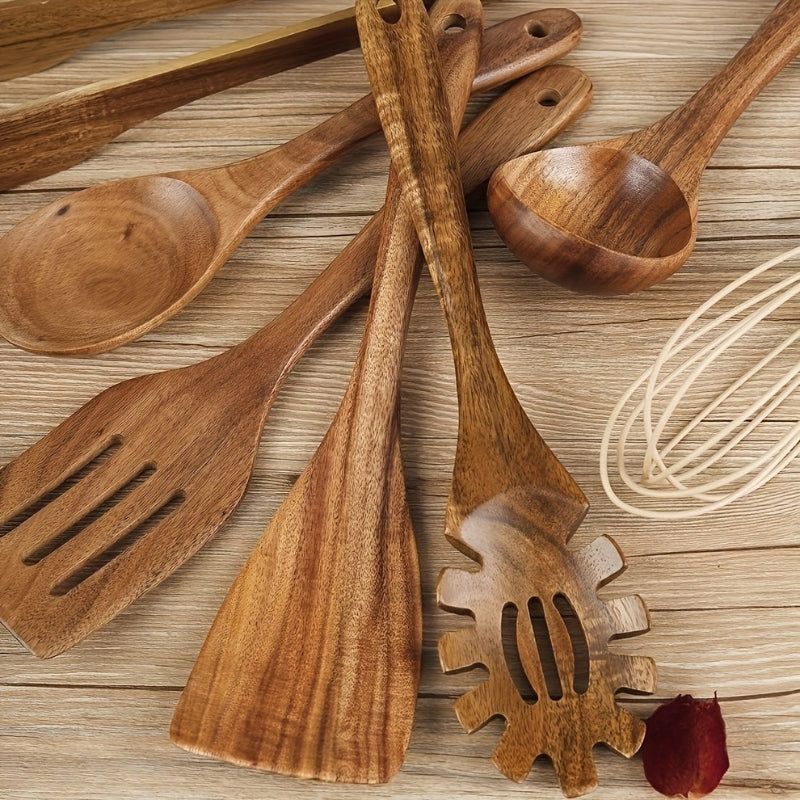 TerraChef – Luxuriöses Holz-Küchenutensilien-Set (7-teilig) für stilvolles & sicheres Kochen