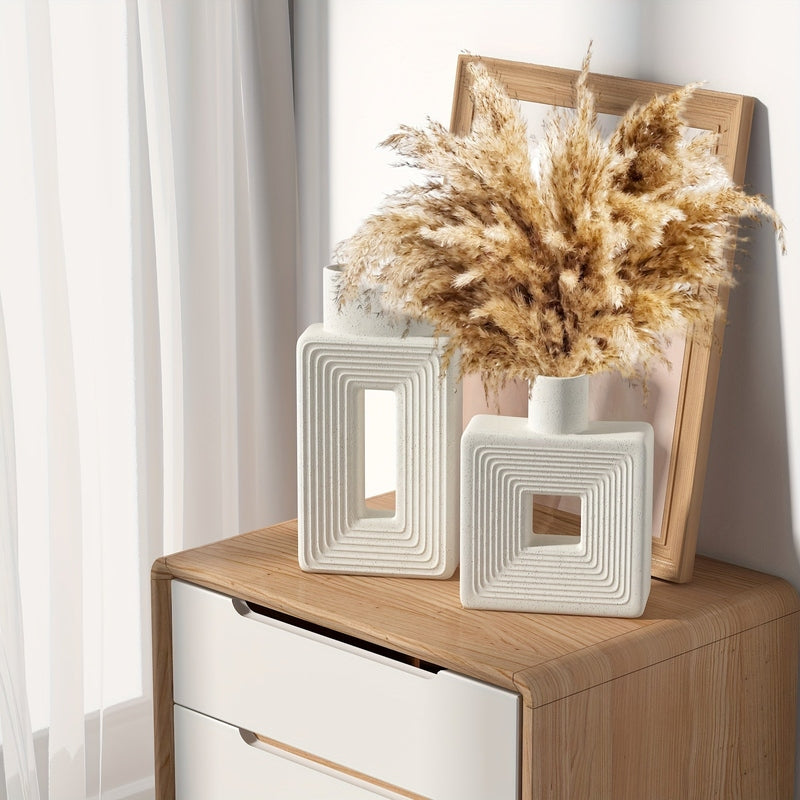 ArteVase – Weißes Keramikvasen-Set mit geometrischem Design für ein Boho-Chic-Interieur
