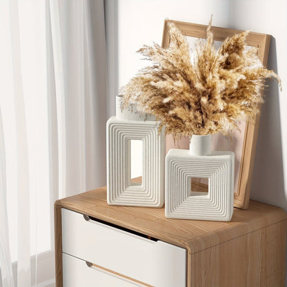 ArteVase – Weißes Keramikvasen-Set mit geometrischem Design für ein Boho-Chic-Interieur
